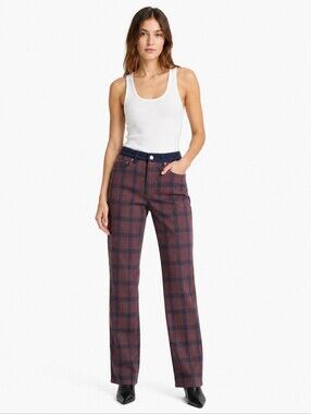WeWoreWhat Color Block Icon Jean Modern Plaid High Rise Size 26 & 28 NWT